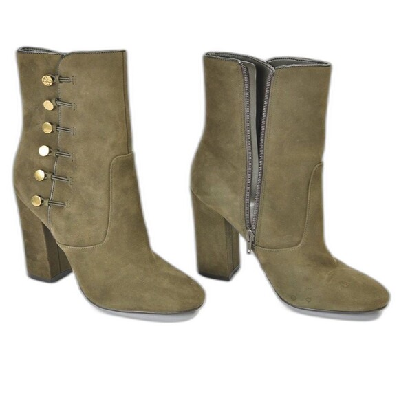 Guess Women's Brown Suede Ankle Bootie Button Detailing Size 7 - Picture 4 of 6